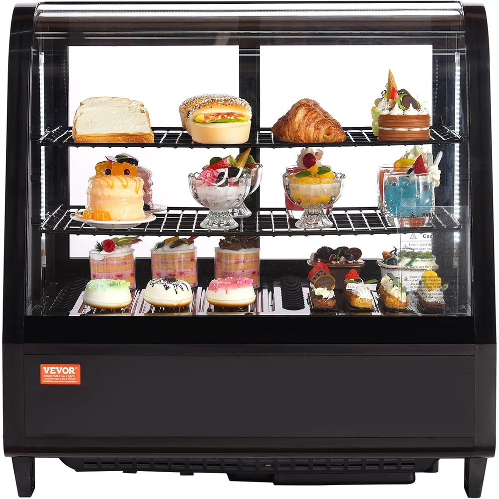 image:imageVEVOR Refrigerated Display Case 98 CuFt278L Large Pastry Display Case 5Tier Commercial Display Refrigerator with LED Lighting TURBO Cooling FrostFree AirCooling for Bakery35 CuFt