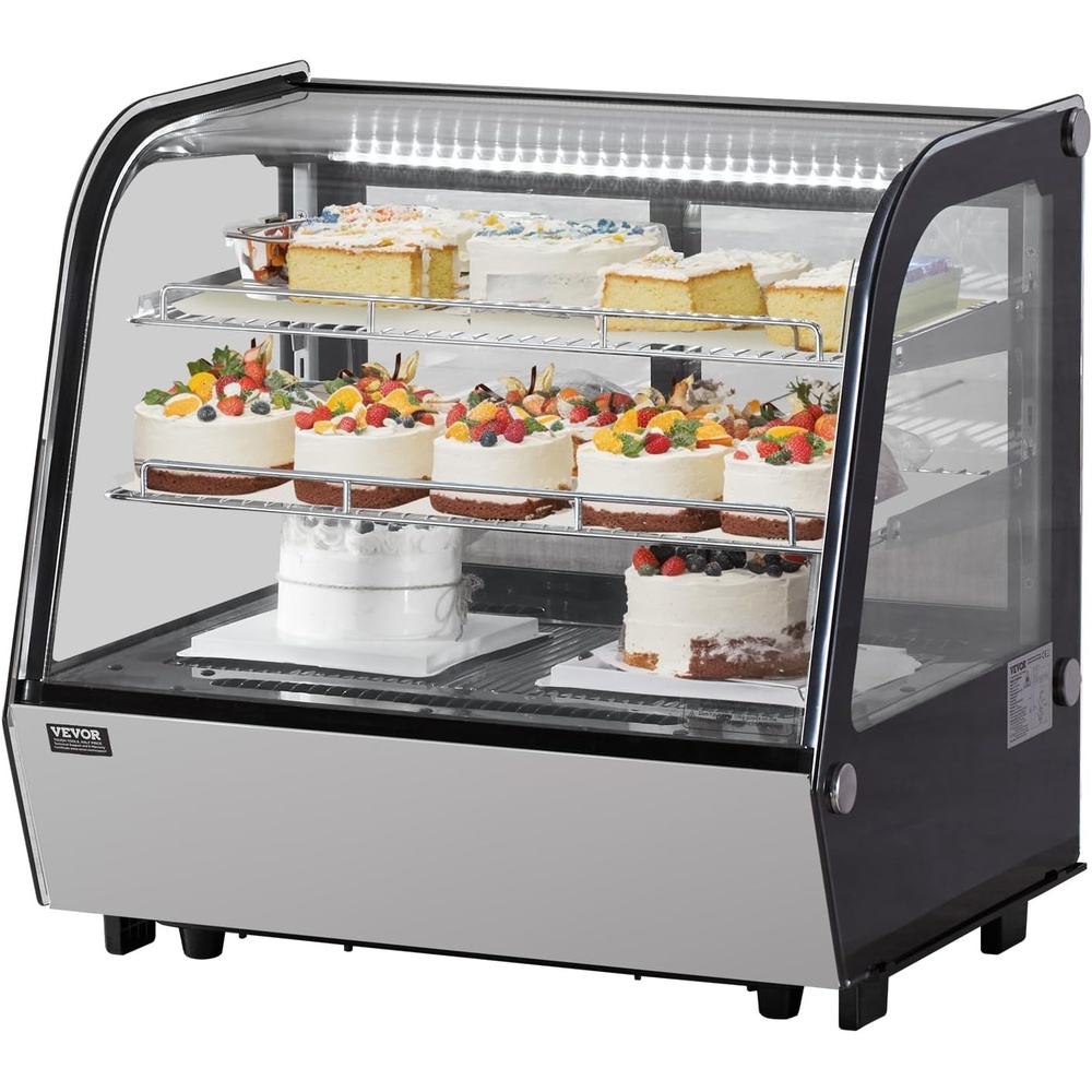 image:imageVEVOR Refrigerated Display Case 98 CuFt278L Large Pastry Display Case 5Tier Commercial Display Refrigerator with LED Lighting TURBO Cooling FrostFree AirCooling for Bakery42 CuFt