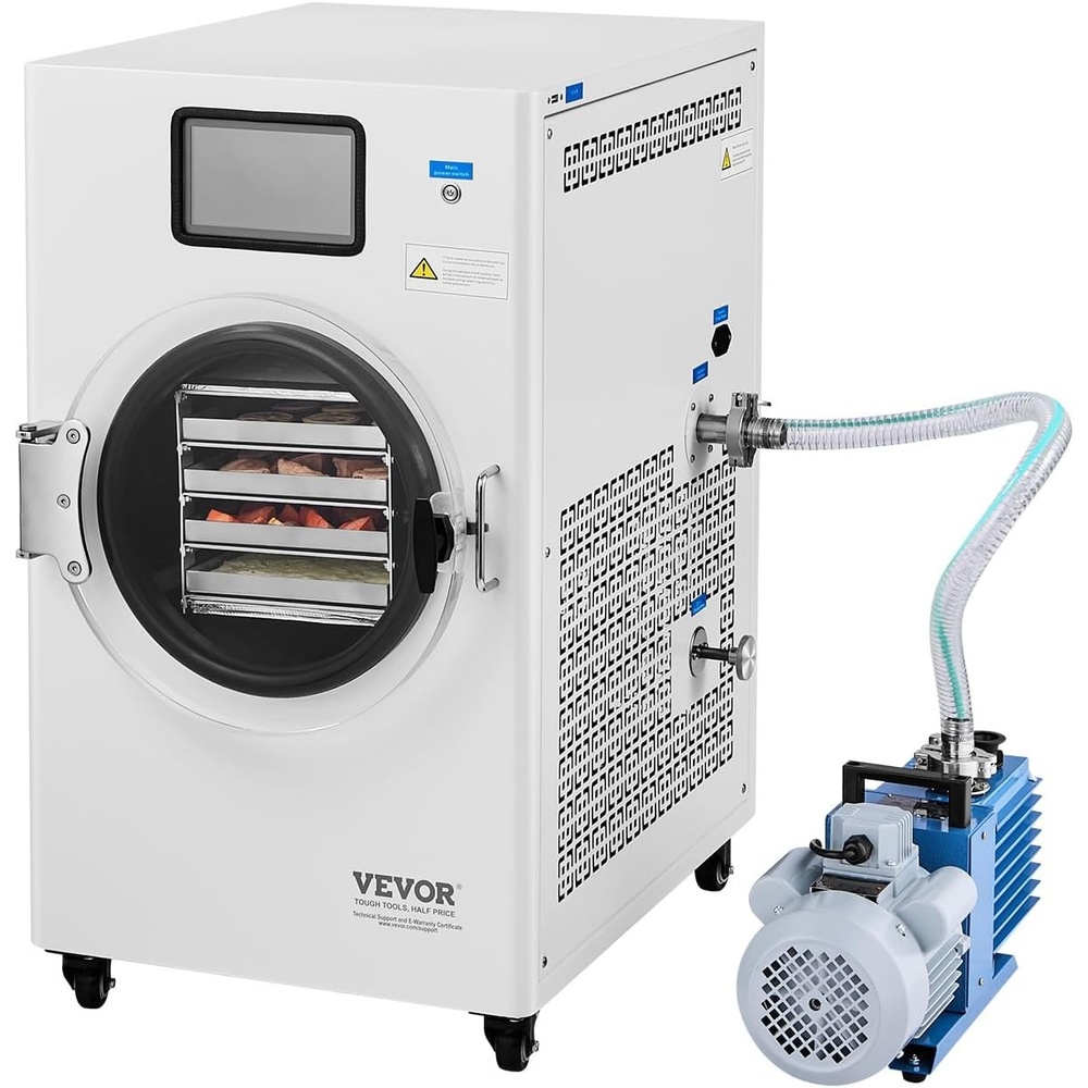 image:imageVEVOR Vacuum Freeze Dryer Machine 88132 LBSBatch Food Freeze Drying Machine with 4Layer Trays Vacuum Pump Adjustable Timer and Temperature Control for Fruits Vegetables Meat BlackWhite