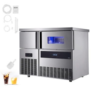VEVOR Commercial Ice Maker Machine, 220 lbs/24H Stainless Steel Ice Machine with Worktop, 66 lbs Storage & 108 Cubes/Cycle, Self-Cleaning Freestanding Ice-Making for Home Bar Office Restaurant Kitchen(330 lbs/24H (without sink))