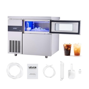 VEVOR Commercial Ice Maker Machine, 220 lbs/24H Stainless Steel Ice Machine with Worktop, 66 lbs Storage & 108 Cubes/Cycle, Self-Cleaning Freestanding Ice-Making for Home Bar Office Restaurant Kitchen(220 lbs/24H (without sink))