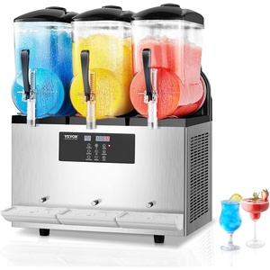 VEVOR Commercial Slushy Machine, 12Lx3 Triple Tank Frozen Drink Machine, 144 Cups Stainless Steel Margarita Smoothie Frozen Drink Maker, Slushie Maker for Home Party Restaurants Cafe Bars(36L)